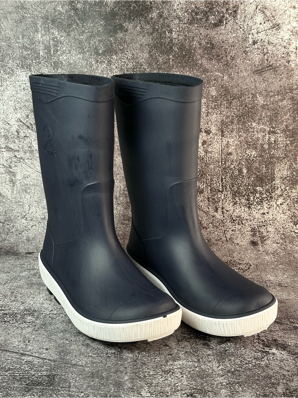 Kamik Kids Navy Blue Rain Boots with White Soles